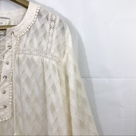 California Moonrise Boho Diamond Pattern Sheer Top - Picture 3 of 8